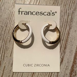 Francesca’s gold and white small hoop earrings